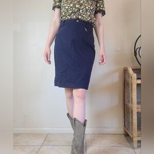 Ralph Lauren Classy Office Wear or Casual Summer Navy Blue Pencil Skirt Size 6